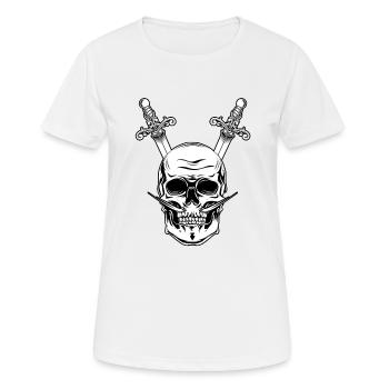 Totenkopf - Frauen T-Shirt atmungsaktiv - Weiß - Vorne - AI Model Female 172 dark (172cm)