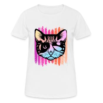 Chat avec des lunettes de soleil - T-shirt respirant Femme - blanc - Devant - AI Model Female 172 dark (172cm)