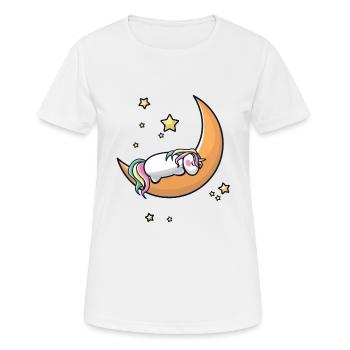Unicorn sleeps on the crescent - Women's Breathable T-Shirt - white - Front - AI Model Female 172 dark (172cm)