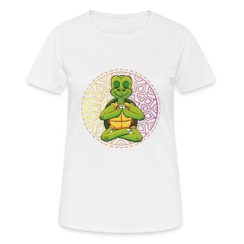 Cartoon Schildkröte Zen Meditation Yoga Geschenk - Frauen T-Shirt atmungsaktiv - Weiß - Vorne - AI Model Female 172 dark (172cm)