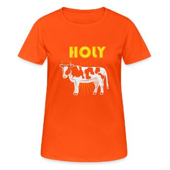 Heilige Kuh Kühe Bauer Landwirt Geschenk Cartoon - Frauen T-Shirt atmungsaktiv - Neonorange - Vorne - AI Model Female 172 dark (172cm)