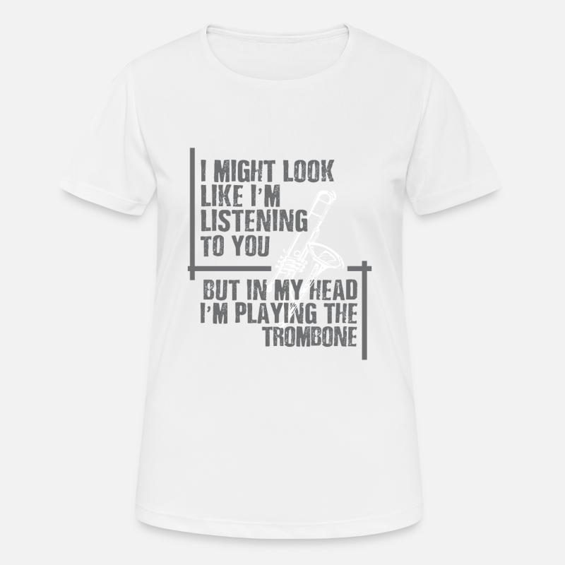 Trombone playing in my head - Women's Breathable T-Shirt - white