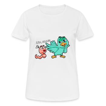 L’oiseau priant attrape le ver - T-shirt respirant Femme - blanc - Devant - AI Model Female 172 dark (172cm)