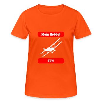 FLIEGEN - Frauen T-Shirt atmungsaktiv - Neonorange - Vorne - AI Model Female 172 dark (172cm)