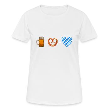 Bier und Breze Bayern - Frauen T-Shirt atmungsaktiv - Weiß - Vorne - AI Model Female 172 dark (172cm)