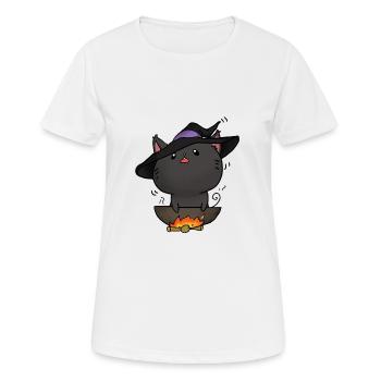 Witch cat Kawaii - Women's Breathable T-Shirt - white - Front - AI Model Female 172 dark (172cm)