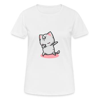 Cat Kawaii Dab - Women's Breathable T-Shirt - white - Front - AI Model Female 172 dark (172cm)