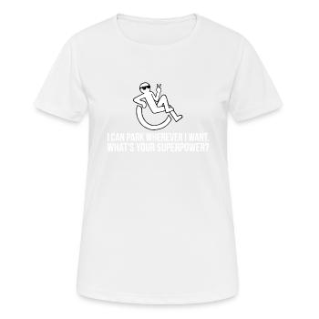 Handicap Handicap en fauteuil roulant Humour noir - T-shirt respirant Femme - blanc - Devant - AI Model Female 172 dark (172cm)