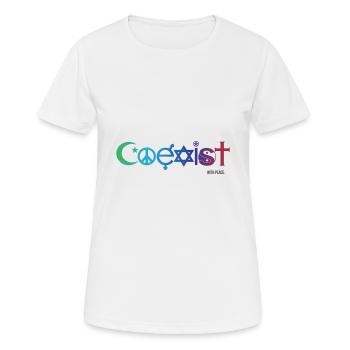 Koexistieren - Frauen T-Shirt atmungsaktiv - Weiß - Vorne - AI Model Female 172 dark (172cm)