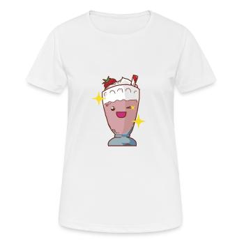Milchshake Erdbeershake Erdbeermilchshake Shake - Frauen T-Shirt atmungsaktiv - Weiß - Vorne - AI Model Female 172 dark (172cm)