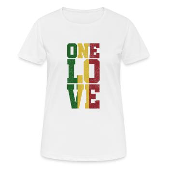One Love - Reggae Musik Jamaica Rasta - Frauen T-Shirt atmungsaktiv - Weiß - Vorne - AI Model Female 172 dark (172cm)