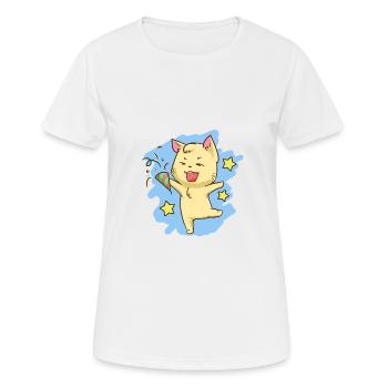 Geburtstag Katze Kawaii Party Feier Miezekatze - Frauen T-Shirt atmungsaktiv - Weiß - Vorne - AI Model Female 172 dark (172cm)