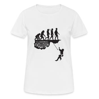 Evolution of Climbing - Frauen T-Shirt atmungsaktiv - Weiß - Vorne - AI Model Female 172 dark (172cm)