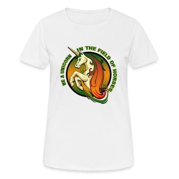 Be a Unicorn - Frauen T-Shirt atmungsaktiv - Weiß - Vorne - AI Model Female 172 dark (172cm)
