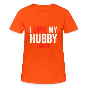 Ich liebe meinen Hubby gesperrt - Frauen T-Shirt atmungsaktiv - Neonorange - Vorne - AI Model Female 172 dark (172cm)
