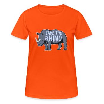 Espèces en danger de rhinocéros - T-shirt respirant Femme - orange néon - Devant - AI Model Female 172 dark (172cm)