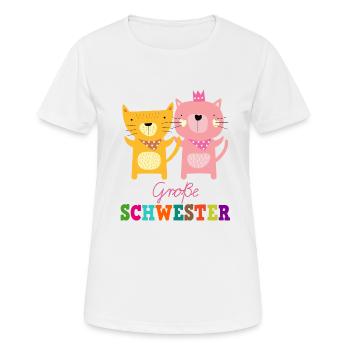 Große Grosse Schwester Katzen Katze T-Shirt - Frauen T-Shirt atmungsaktiv - Weiß - Vorne - AI Model Female 172 dark (172cm)