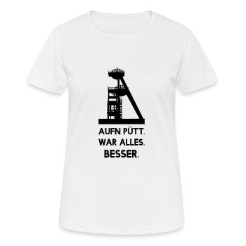 Zeche - Pütt - Damals war alles Besser - Frauen T-Shirt atmungsaktiv - Weiß - Vorne - AI Model Female 172 dark (172cm)