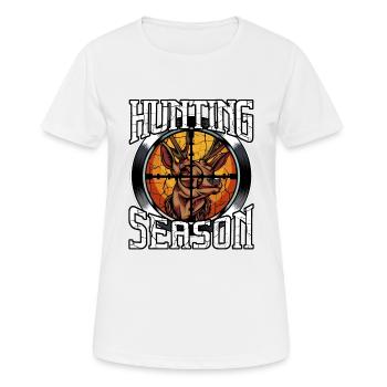 Jagd - Frauen T-Shirt atmungsaktiv - Weiß - Vorne - AI Model Female 172 dark (172cm)