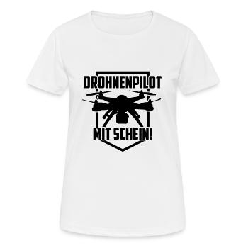 Drohnen Pilot mit Schein Quadrocpoter Geschenk - Frauen T-Shirt atmungsaktiv - Weiß - Vorne - AI Model Female 172 dark (172cm)