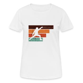 Escrime Fencer Vintage Colors Stripes Fencing - T-shirt respirant Femme - blanc - Devant - AI Model Female 172 dark (172cm)