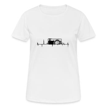 Fotografie Kamera Ekg Herzschlag Fotograf Geschenk - Frauen T-Shirt atmungsaktiv - Weiß - Vorne - AI Model Female 172 dark (172cm)