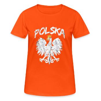 Polska Polen Poland polnischer Adler - Frauen T-Shirt atmungsaktiv - Neonorange - Vorne - AI Model Female 172 dark (172cm)