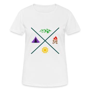 Zelten - Frauen T-Shirt atmungsaktiv - Weiß - Vorne - AI Model Female 172 dark (172cm)