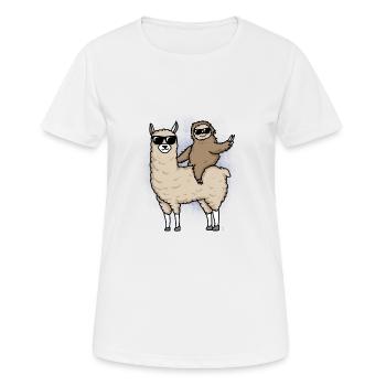 Lama et paresse cadeau - T-shirt respirant Femme - blanc - Devant - AI Model Female 172 dark (172cm)