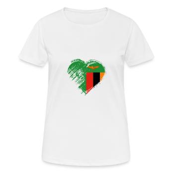 Grungy I Love Zambia Heart Flag - Women's Breathable T-Shirt - white - Front - AI Model Female 172 dark (172cm)