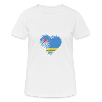 Grungy I Love Aruba Heart Flag - Women's Breathable T-Shirt - white - Front - AI Model Female 172 dark (172cm)