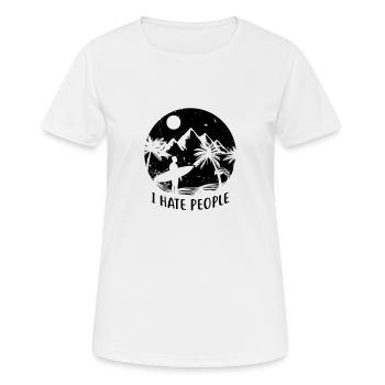 Je déteste les gens cadeau surfeur - T-shirt respirant Femme - blanc - Devant - AI Model Female 172 dark (172cm)