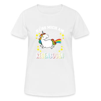 Kuss mich am regenbogen cadeau - T-shirt respirant Femme - blanc - Devant - AI Model Female 172 dark (172cm)