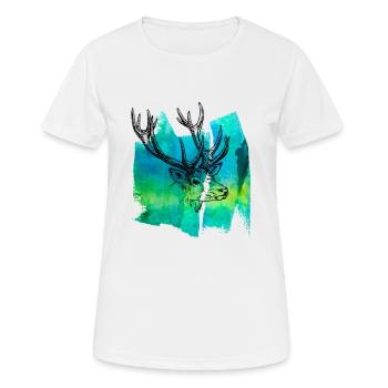 Deer deer deer antler deer head deer head t shirt - Women's Breathable T-Shirt - white - Front - AI Model Female 172 dark (172cm)