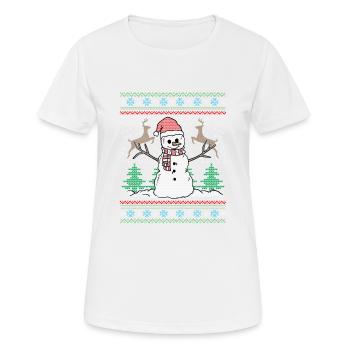 Hässliches Strickjackeschneemanngeschenk - Frauen T-Shirt atmungsaktiv - Weiß - Vorne - AI Model Female 172 dark (172cm)