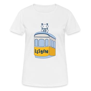 Lisbonne - tram - Portugal Shirt - T-shirt respirant Femme - blanc - Devant - AI Model Female 172 dark (172cm)