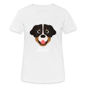 Aussie - Australian Shepherd Dog - Women's Breathable T-Shirt - white - Front - AI Model Female 172 dark (172cm)