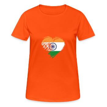 Grungy I Love India Heart Flag - Women's Breathable T-Shirt - neon orange - Front - AI Model Female 172 dark (172cm)