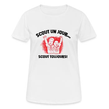 SCOUT UN JOUR SCOUT TOUJOURS - T-shirt respirant Femme - blanc - Devant - AI Model Female 172 dark (172cm)