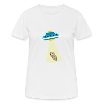Alien Baby Sloth UFO Abduktion Niedlich - Frauen T-Shirt atmungsaktiv - Weiß - Vorne - AI Model Female 172 dark (172cm)