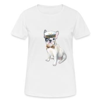 Französische Bulldogge der französischen Bulldogge Fliege Kapitäne - Frauen T-Shirt atmungsaktiv - Weiß - Vorne - AI Model Female 172 dark (172cm)
