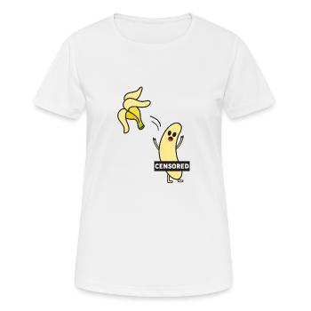 Banane Striptease - Obst liebt die Freiheit - Frauen T-Shirt atmungsaktiv - Weiß - Vorne - AI Model Female 172 dark (172cm)