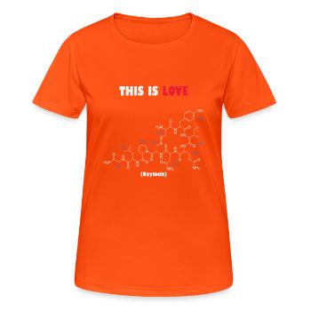 C’est la molécule d’ocytocine d’amour - T-shirt respirant Femme - orange néon - Devant - AI Model Female 172 dark (172cm)