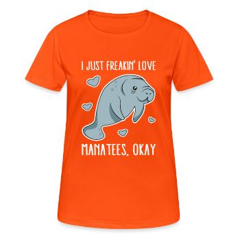 Je viens de Freakin Love Lamantins Okay - T-shirt respirant Femme - orange néon - Devant - AI Model Female 172 dark (172cm)