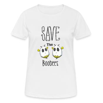 Speichern Sie die Boobees Brustkrebsbewusstsein - Frauen T-Shirt atmungsaktiv - Weiß - Vorne - AI Model Female 172 dark (172cm)