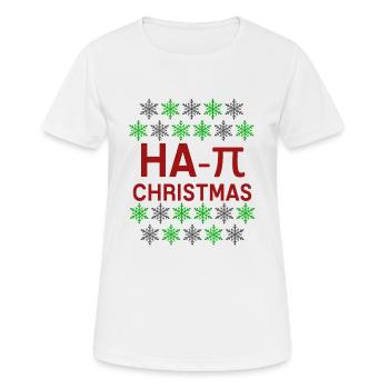 Ha Pi Christmas Math Joke Christmas Teacher - Women's Breathable T-Shirt - white - Front - AI Model Female 172 dark (172cm)