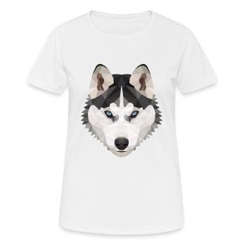 Husky Polygon Hund Eis Schnee Tierliebe Geschenk - Frauen T-Shirt atmungsaktiv - Weiß - Vorne - AI Model Female 172 dark (172cm)