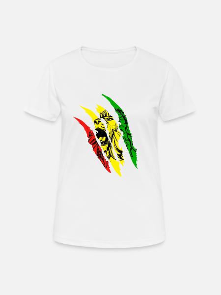 Lion Of Judah Reggae Musique Rastafarien Jamaïque Lion - T-shirt respirant Femme - blanc