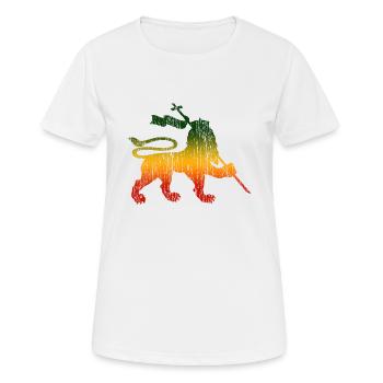 Lion Of Judah - Reggae Afrika Rastafari Jamaica - Frauen T-Shirt atmungsaktiv - Weiß - Vorne - AI Model Female 172 dark (172cm)