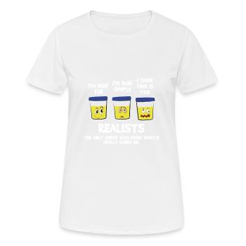 Pisse réaliste à moitié plein cadeau drôle vide - T-shirt respirant Femme - blanc - Devant - AI Model Female 172 dark (172cm)